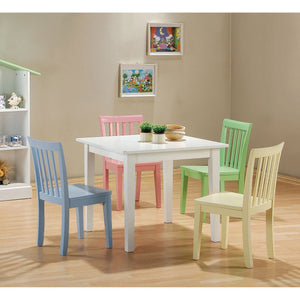 English Elm Rory Multi-Color 5-Piece Kids Table and Chairs Set — Vibrant Slat-Back Design, Durable Hardwood Playroom Fun B062P344900