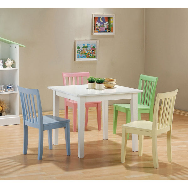 English Elm Rory Multi-Color 5-Piece Kids Table and Chairs Set — Vibrant Slat-Back Design, Durable Hardwood Playroom Fun B062P344900