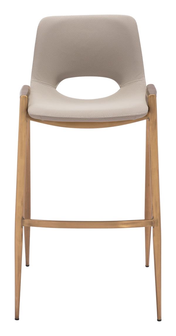 Desi Barstool - Set of 2 Beige & Gold 109735 Zuo Modern
