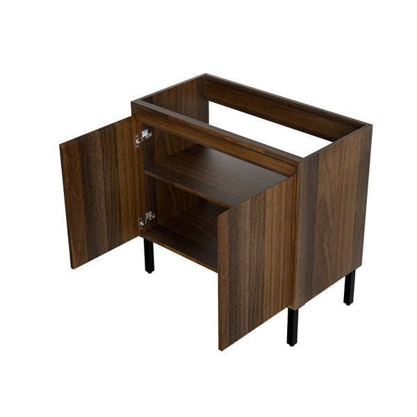 English Elm 36 Inch Floating Bathroom Vanity Fluted Wood Grain Panel with Ceramic Integrated Sink W3520S00043