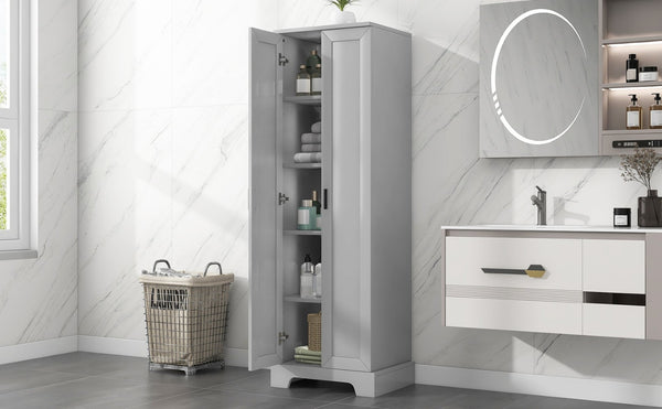 English Elm Storage Cabinet With Two Doors – Versatile Grey Mdf With Adjustable Shelf & Anti-Tip Safety Features N725P181207E-GIGA