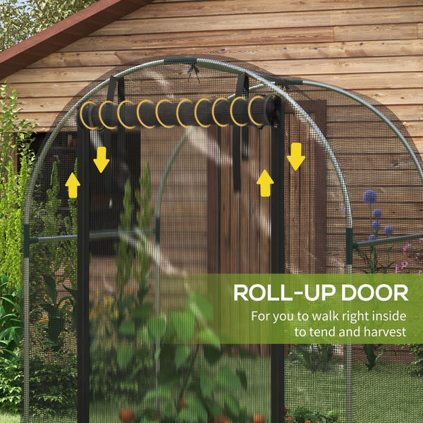 English Elm Outsunny Walk-in Crop Cage Galvanized Steel Frame Mesh Netting Garden Bed Cover W2225P174486