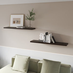 English Elm Dark Oak Rich-Grain Floating Shelf 47.3" x 9.8" Set of 2 — Concealed Mounting, Sturdy Melamine Elegance B062P380036