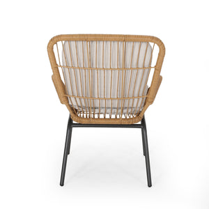 English Elm Christopher Knight Home® - Mccaskill Patio Chair Set of 2 with Water-Resistant Cushions, Durable Rattan Weave & Iron Frame Stability Light Brown 64877.00LBRN