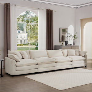 English Elm Modern Upholstered 4-Seater Corduroy Sofa With Plush Cushions & Pillows For Stylish Living Spaces W714S00780