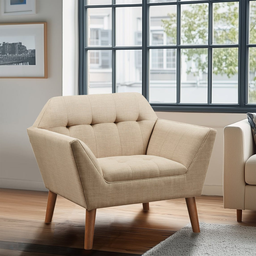 JLA Home INK+IVY - Wide Sculptural Mid-Century Lounge Chair, 37" Wide Angled Silhouette, Hand-Tufted Durable Upholstery II110-0455