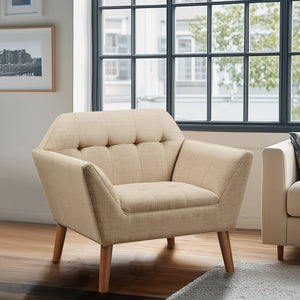 JLA Home INK+IVY - Wide Sculptural Mid-Century Lounge Chair, 37" Wide Angled Silhouette, Hand-Tufted Durable Upholstery II110-0455