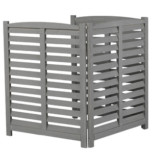 English Elm 3-panel Slatted Wood Outdoor Privacy Screen for Ac Units Trash Enclosures Gardens Grey W2640P272033