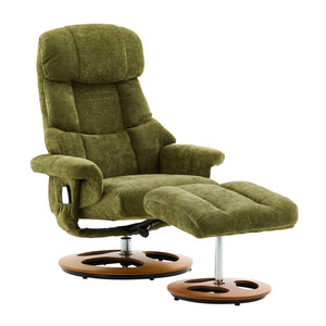English Elm 069dr-ergonomic Swivel Recliner with Massage Heating Chenille Wingback Lounge Chair Green W527S00011