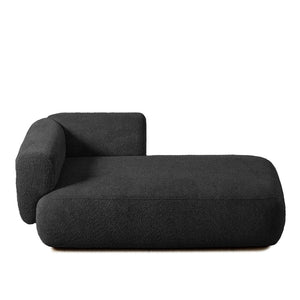 English Elm Upholstered Boucle Chaise Lounge with Wooden Legs for Bedroom or Living Room W5515P437363