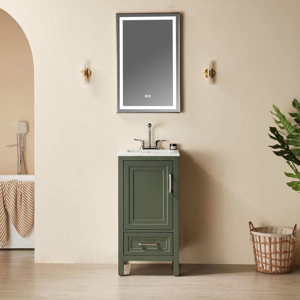 English Elm Fully Assembled 18'' Green Bathroom Vanity – Compact, Stylish, And Ready To Install With Hardware Options! W1826P343437
