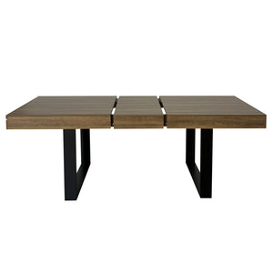 English Elm Rectangle Extendable Dining Table for 6-10 Guests, Aged Wood Look with Thick 12cm Top & Sturdy Feet Black Brown W1347S00011