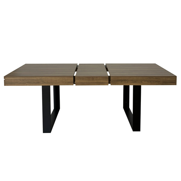 English Elm Rectangle Extendable Dining Table for 6-10 Guests, Aged Wood Look with Thick 12cm Top & Sturdy Feet Black Brown W1347S00011