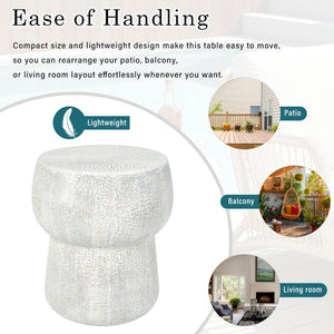 English Elm U_style Outdoor Concrete Accent Table Sculptural Double Barrel Mgo Weathered Patio Stool Grey N711P422075K