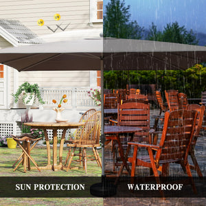 English Elm Rectangle Patio Umbrella with Crank Lift and Tilt, UV-Resistant 180G Polyester Canopy, Ventilated Shade (Base Not Included) Grey W1859P353198