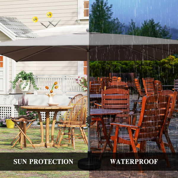 English Elm Rectangle Patio Umbrella with Crank Lift and Tilt, UV-Resistant 180G Polyester Canopy, Ventilated Shade (Base Not Included) Grey W1859P353198