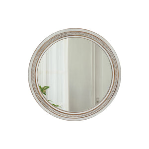 English Elm Vintage Round Wood Wall Mirror Beaded Ornate Frame Farmhouse Cottage Decor Accent W2295P414109