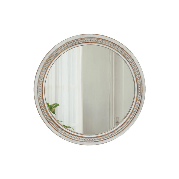 English Elm Vintage Round Wood Wall Mirror Beaded Ornate Frame Farmhouse Cottage Decor Accent W2295P414109