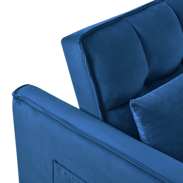 English Elm 3 in 1 Convertible Sleeper Sofa Bed Velvet Loveseat Futon with Pull-Out Bed, Pockets, Adjustable Back W2121P218083