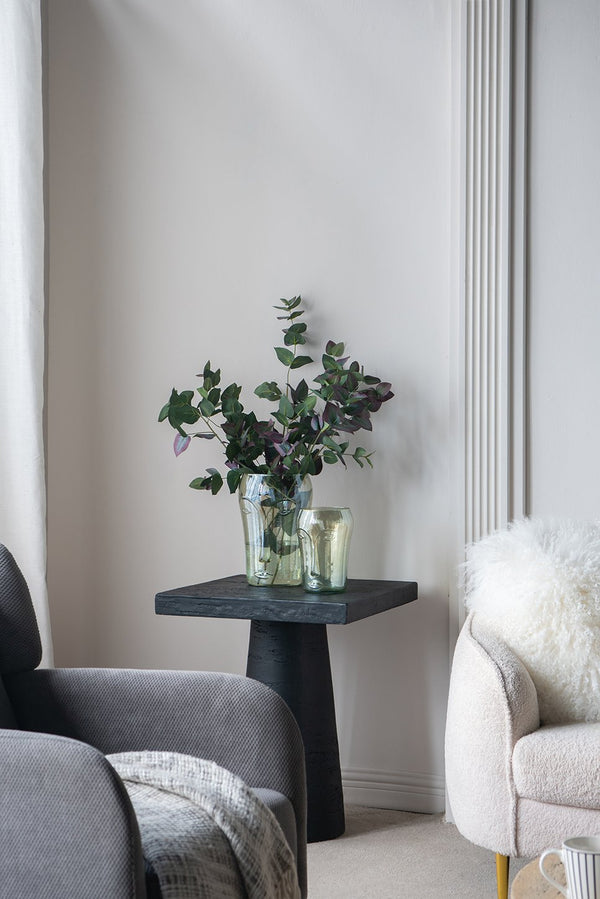 English Elm S/2 Handcrafted Green Glass Vases with Abstract Face Motifs, Round Open Silhouettes for Stylish Decor and Florals W2078P392202