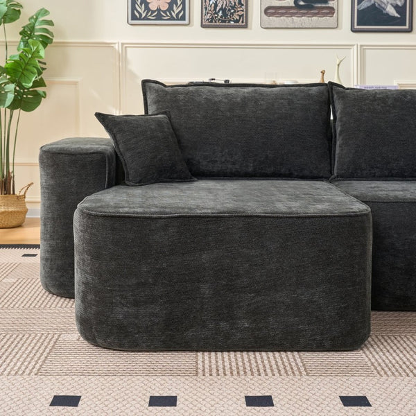 English Elm L Shaped Chenille Sectional with Deep Seats Modular Cloud Sofa for Living Room W3163S00104