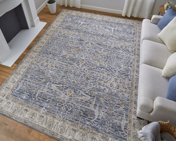 Feizy Rugs Pasha Global Charm Rug - Vibrant Polyester Ikat Design, Soft Low Pile, Stain-resistant & Kid-friendly Blue,Taupe,Ivory Polyester Pas39m4fbluivyh04
