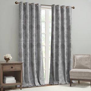 JLA Home SunSmart - Knitted SunSmart Jacquard Paisley Blackout Curtain Panel with Silver Grommet — Thermal, Acoustic, Luxe SS40-0199