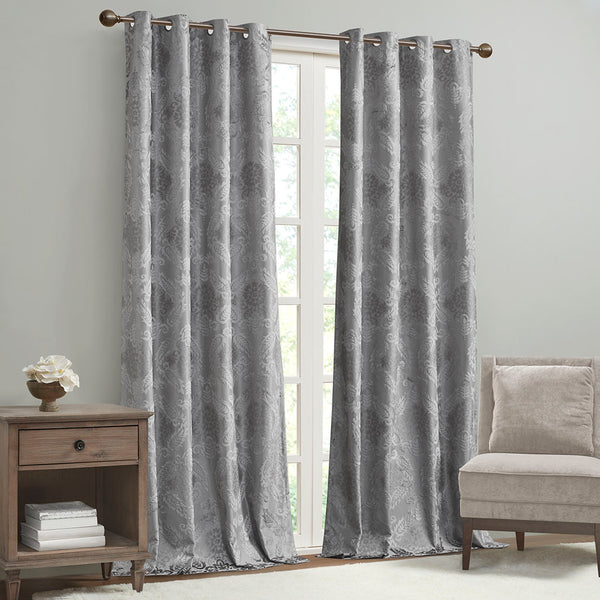 JLA Home SunSmart - Knitted SunSmart Jacquard Paisley Blackout Curtain Panel with Silver Grommet — Thermal, Acoustic, Luxe SS40-0199