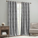 SunSmart Amelia  Knitted Jacquard Paisley Total Blackout Grommet Top Curtain Panel SS40-0199 Grey