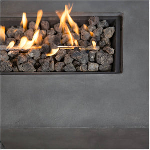 English Elm Concrete Charcoal Fire Pit Table 42" x 20" x16" — 50,000 BTU Propane/Natural Gas, Steel Burn Area, Lava Rock Ready B120P198371