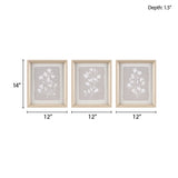 Madison Park Fair Florets Casual 3-piece Framed Glass Wall Art Set MP95G-0298 Beige