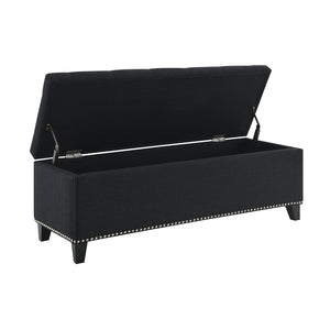 English Elm 47.5" Linen Button-tufted Storage Bench Nail-head Trim Entryway Living Room Seat W2671P450824
