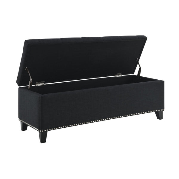 English Elm 47.5" Linen Button-tufted Storage Bench Nail-head Trim Entryway Living Room Seat W2671P450824