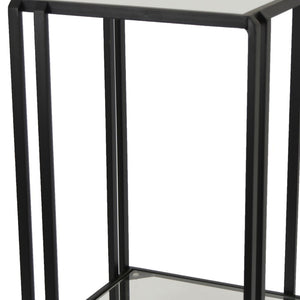 English Elm Buckley Black Metal Plant Stand with Mirrored Shelves for Glam Living Room Decor B056P416943
