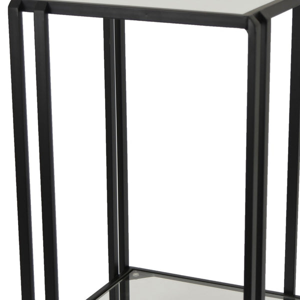 English Elm Buckley Black Metal Plant Stand with Mirrored Shelves for Glam Living Room Decor B056P416943