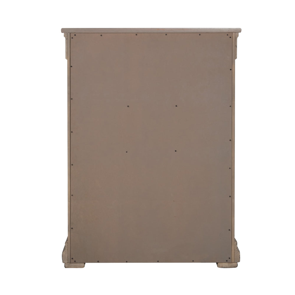 English Elm Weathered Gray Chest 39"W x 52"H Transitional Solid & Engineered Wood, French-Front Dovetail Drawers, Metal Glides and Handles B2741P373195