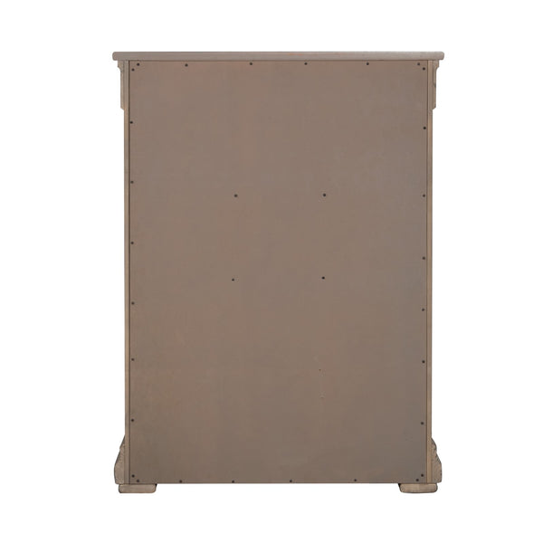 English Elm Weathered Gray Chest 39"W x 52"H Transitional Solid & Engineered Wood, French-Front Dovetail Drawers, Metal Glides and Handles B2741P373195