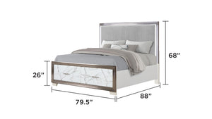 English Elm Desire King 5-Piece Bedroom Set – Luxe Upholstered Bed With Led Accent, Marble Storage & Glam Finish B009S02069
