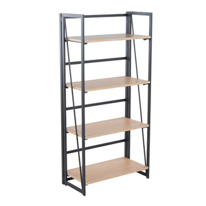 English Elm Dakota Rustic-Modern Bookcase by LumiSource — Black Metal Frame, Natural Wood Shelves, Sturdy Display Unit B202P223886