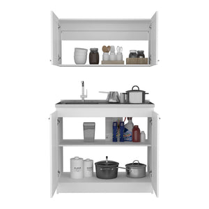 English Elm Perseus Two Piece White Cabinet Set for Kitchen Laundry or Utility Storage B128S00219