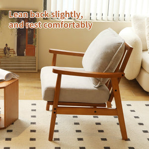 English Elm Cute Fabric Armchair Solid Wood Frame Compact Upholstered Seat for Bedroom or Apartment Grey W2105P420766