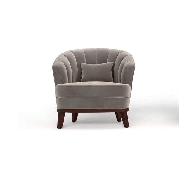 English Elm 1pc Barrel Accent Chair Channel-tufted Velvet Upholstery Mid-century Bedroom Lounge Seat Grey B011P479016