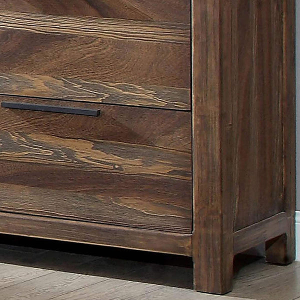 English Elm Contemporary Rustic Tone 1pc Dresser with Felt-Lined Top Drawers, Ball-Bearing Glides, Black Pulls, Bedroom Chic Natural,Rustic 59 L x 22 W x 40 H B2741P402819