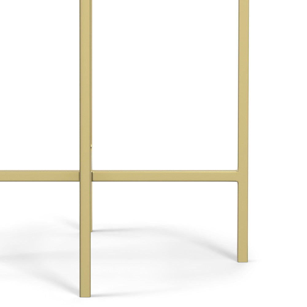 English Elm Tara Gold Side Table with White Marble Top – Handcrafted Iron & Wood Accent, Versatile End Table B136P203474
