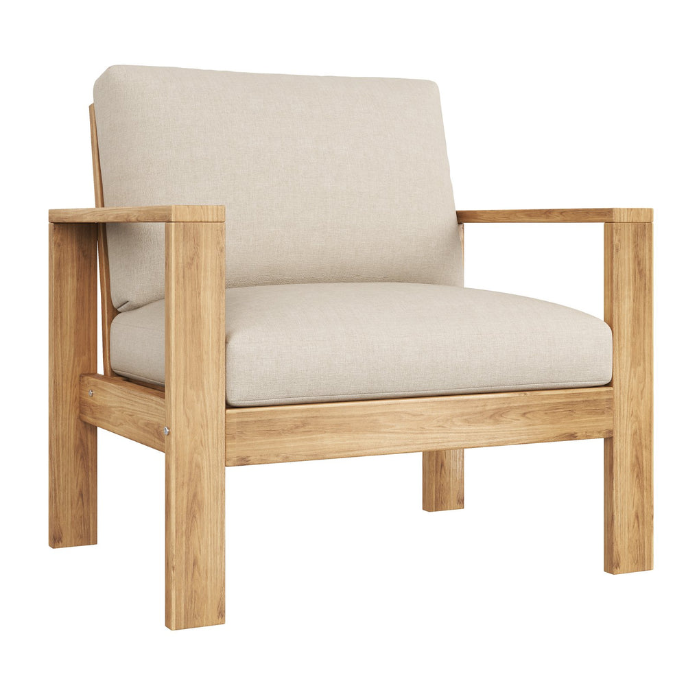 English Elm Christopher Knight Home® - Outdoor Patio Chair with Cushions Set of 2 — Acacia Wood Frame, Water-Repellent Cushions, Teak Gray Comfort N757P313127B