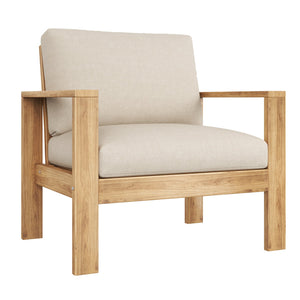 English Elm Christopher Knight Home® - Outdoor Patio Chair with Cushions Set of 2 — Acacia Wood Frame, Water-Repellent Cushions, Teak Gray Comfort N757P313127B