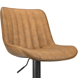 English Elm Bar Stools Set Of 2 - Stylish Swivel Adjustable Height Chairs In Brown Pu Leather For Kitchen & Bar T3623P363863