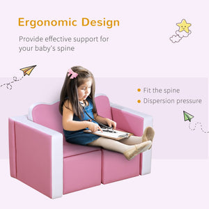 English Elm Qaba Kids 2-In-1 Sofa And Table Set - Multi-Functional Toddler Couch With Storage & Soft Seating W2225P229118-GIGA