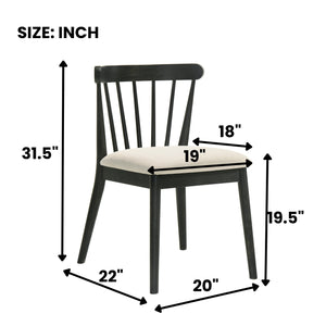 English Elm Set of 2 Rustic Farmhouse Dining Side Chairs in Black Solid Wood, Weathered Finish, Easy Assembly, Durable Seating W2537P214243