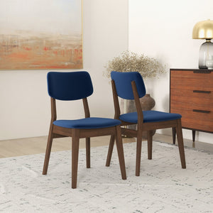 English Elm Carlos Mid-century Velvet Dining Chairs Split Back Wood Legs Set of Two B183P231032